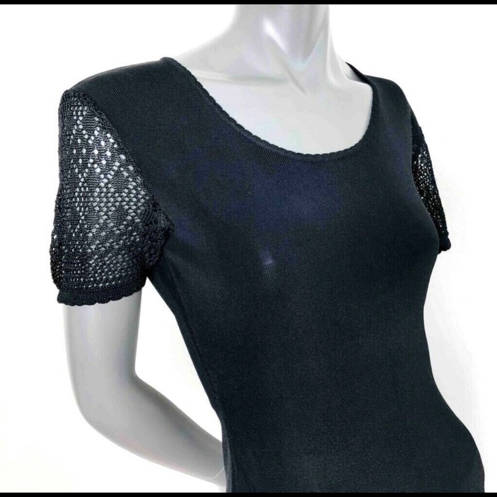 Moschino Cheap Chic Knitted Top Black Crochet Lace